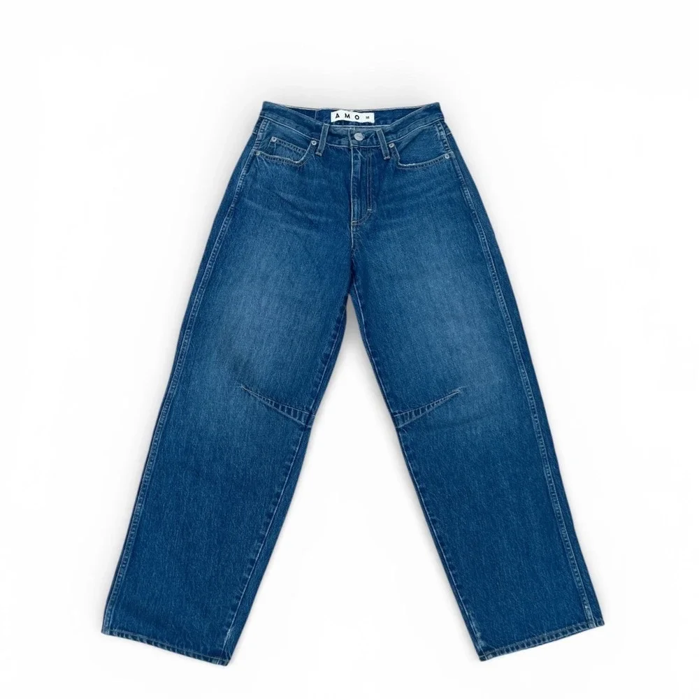 AMO Sandra Baggy NWOT Wide Leg Darted Knee Jeans High Rise Denim Women Size 25 - Picture 2 of 4